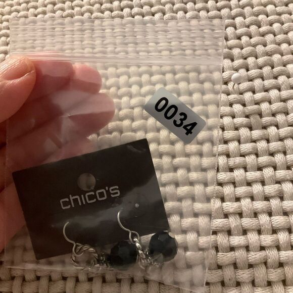 0034-Chico's Black and Silver Earrings - Picture 4 of 4